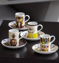 Load image into Gallery viewer, Vista Alegre Pessoa Gonçalo Viana Coffee Cup and Saucer, Set of 4