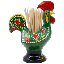 Load image into Gallery viewer, Traditional Hand-Painted Portuguese Good Luck Rooster Metal Toothpick Holder, 3.25"