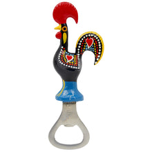 Load image into Gallery viewer, Traditional Hand-Painted Portuguese Good Luck Rooster Bar Set with Corkscrew, Bottle Opener & Stopper
