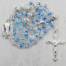 Load image into Gallery viewer, Our Lady of Fatima Rosary with Clear & Blue Beads, Medallion, and Case