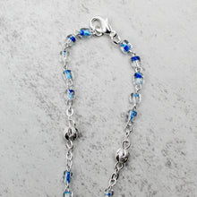 Load image into Gallery viewer, Our Lady of Fatima Rosary with Clear & Blue Beads, Medallion, and Case