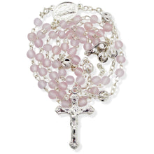 Load image into Gallery viewer, Our Lady of Fatima Rosary with Light Pink Beads and Case