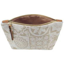 Load image into Gallery viewer, Portuguese Tile Pattern Clutch with Beige and White Design and Leather Pull - Made in Portugal