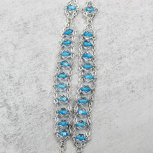 Load image into Gallery viewer, Our Lady of Fatima Rosary with Clear & Blue Beads, Medallion, and Case