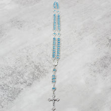 Load image into Gallery viewer, Our Lady of Fatima Rosary with Clear & Blue Beads, Medallion, and Case