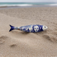 Load image into Gallery viewer, Blue Tile Azulejo Angels Decorative Ceramic Portuguese Sardine, Small
