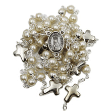 Load image into Gallery viewer, Our Lady of Fatima Made in Portugal Ivory Pearl Rosary with Mini Cross