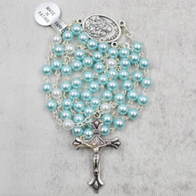 Load image into Gallery viewer, St. Joseph Rosary with Light Blue Beads, Medallion, and Case
