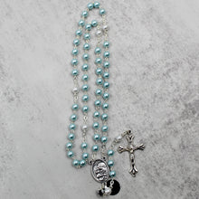 Load image into Gallery viewer, St. Joseph Rosary with Light Blue Beads, Medallion, and Case