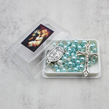 Load image into Gallery viewer, St. Joseph Rosary with Light Blue Beads, Medallion, and Case