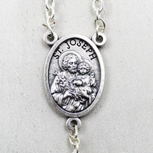 Load image into Gallery viewer, St. Joseph Rosary with Light Blue Beads, Medallion, and Case