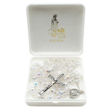 Load image into Gallery viewer, Our Lady of Fatima Rosary – 8mm Crystal Beads with Silver Tone Crucifix