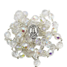 Load image into Gallery viewer, Our Lady of Fatima Made in Portugal Clear Shiny Glass Beads Rosary