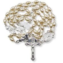Load image into Gallery viewer, Our Lady of Fatima Rosary with Cream Oval Beads, Medallion, and Case