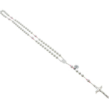 Load image into Gallery viewer, Our Lady of Fatima Rosary with 8mm Pearl Beads and Pink Accents