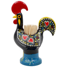 Load image into Gallery viewer, Traditional Hand-Painted Portuguese Good Luck Rooster Metal Toothpick Holder, 5"