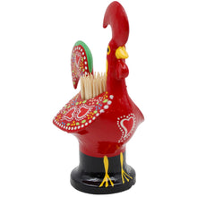 Load image into Gallery viewer, Traditional Hand-Painted Portuguese Good Luck Rooster Metal Toothpick Holder, 5"