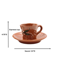 Load image into Gallery viewer, João Vale Hand-Painted Traditional Terracotta Espresso Cup w/ Saucer, Set of 4