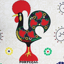 Load image into Gallery viewer, 100% Cotton Beige Portuguese Good Luck Rooster Hearts Made in Portugal Tablecloth