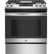 Load image into Gallery viewer, General Electric JGSS66SELSS 30" Slide-In Front-Control Convection Gas Range, 220-240 Volts Export Only - Special Order