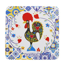 Load image into Gallery viewer, Set of 6 Portuguese Barcelos Rooster Coasters with Cork Backing, Azulejo Design