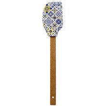 Load image into Gallery viewer, Portuguese Blue & Yellow Azulejo Silicone Baking Spatula with Wooden Handle