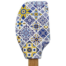 Load image into Gallery viewer, Portuguese Blue & Yellow Azulejo Silicone Baking Spatula with Wooden Handle