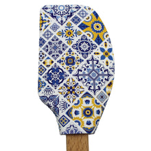 Load image into Gallery viewer, Portuguese Blue & Yellow Azulejo Silicone Baking Spatula with Wooden Handle