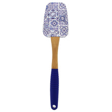 Load image into Gallery viewer, Portuguese Azulejo Silicone Baking Spatula with Rooster Design & Wooden Handle