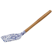 Load image into Gallery viewer, Silicone Spatula Turner with Wooden Handle - Blue & White Azulejo Design
