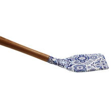 Load image into Gallery viewer, Silicone Spatula Turner with Wooden Handle - Blue & White Azulejo Design
