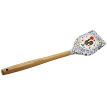 Load image into Gallery viewer, Silicone Spatula Turner with Wooden Handle - Azulejo Background & Rooster Design