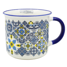 Load image into Gallery viewer, Portugal Blue & Yellow Azulejo Ceramic Coffee Mug, 12 oz.