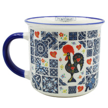 Load image into Gallery viewer, Portugal Azulejo Tile Ceramic Coffee Mug with Blue and White Pattern with Rooster Design, 12 oz.