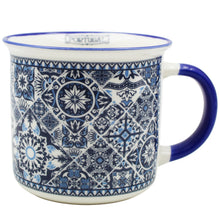 Load image into Gallery viewer, Portugal Azulejo Tile Ceramic Coffee Mug with Blue and White Pattern, 12 oz.