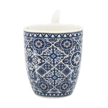 Load image into Gallery viewer, Portuguese Blue & White Azulejo - Ceramic Espresso Cup with Spoon Set