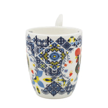 Load image into Gallery viewer, Portuguese Rooster & Azulejo - Ceramic Espresso Cup with Spoon Set