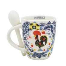 Load image into Gallery viewer, Portuguese Rooster & Azulejo - Ceramic Espresso Cup with Spoon Set