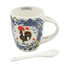 Load image into Gallery viewer, Portuguese Rooster & Azulejo - Ceramic Espresso Cup with Spoon Set