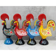 Load image into Gallery viewer, Traditional Hand-Painted Portuguese Good Luck Rooster Metal Figurine, 6"