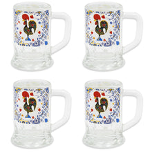 Load image into Gallery viewer, Traditional Portuguese Barcelos Rooster Glass Shot Glasses - Set of 4