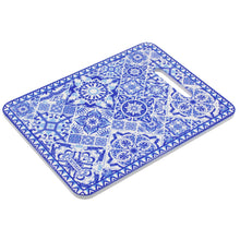 Load image into Gallery viewer, Portuguese Blue Azulejo Design Ceramic Serving Tray with Handle
