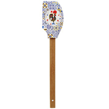 Load image into Gallery viewer, Traditional Portuguese Azulejo and Rooster Design Silicone Spatula with Wooden Handle
