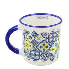 Load image into Gallery viewer, Traditional Portuguese Azulejo Blue & Yellow Pattern Ceramic Espresso Cup