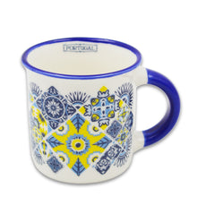 Load image into Gallery viewer, Traditional Portuguese Azulejo Blue & Yellow Pattern Ceramic Espresso Cup
