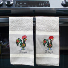 Load image into Gallery viewer, Set of 2 Beige Portuguese Rooster Kitchen Dish Towels - 100% Cotton