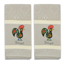 Load image into Gallery viewer, Set of 2 Beige Portuguese Rooster Kitchen Dish Towels - 100% Cotton
