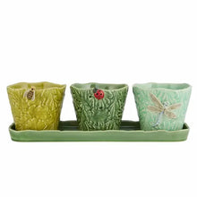 Load image into Gallery viewer, Bordallo Pinheiro Garden of Insects Flying Insect Vases, Set of 3