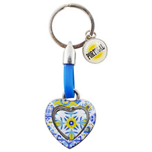 Load image into Gallery viewer, Rotating Heart Yellow Azulejo Design Keychain with Portugal Emblem Charm