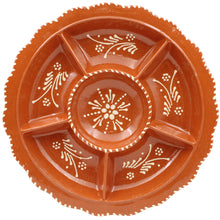 Load image into Gallery viewer, Portuguese Terracotta Appetizer Dish – Traditional Hand-Painted Sectioned Serving Platter